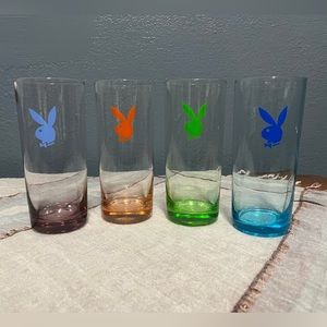 4 Playboy Bunny Highball Glasses